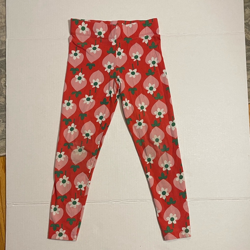 Mini Boden Kids Leggings with Red and Pink Floral Pattern